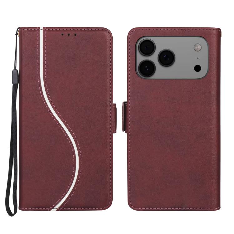 For iPhone 17 Pro Side Buckle S Curve Leather Phone Case(Red)