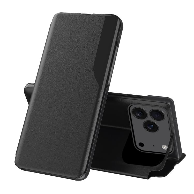 For iPhone 17 Pro Side Display Flip Leather Phone Case(Black)