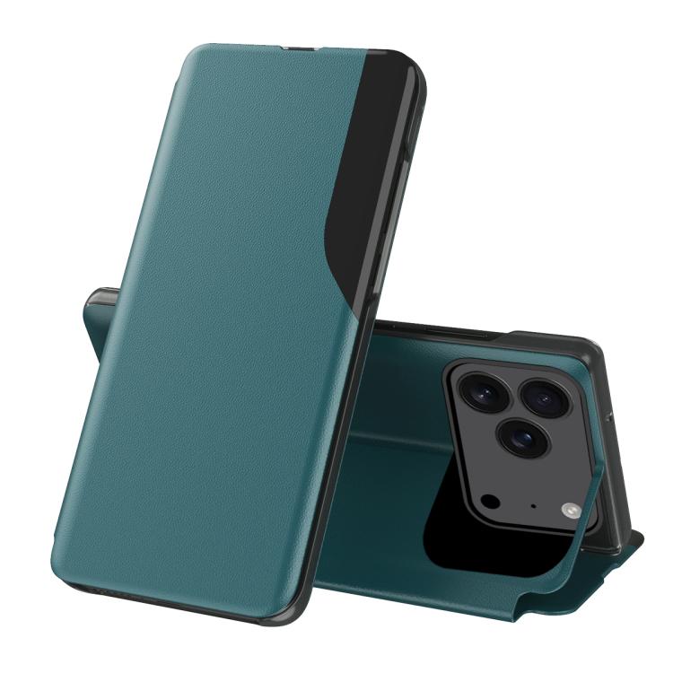 For iPhone 17 Pro Side Display Flip Leather Phone Case(Green)