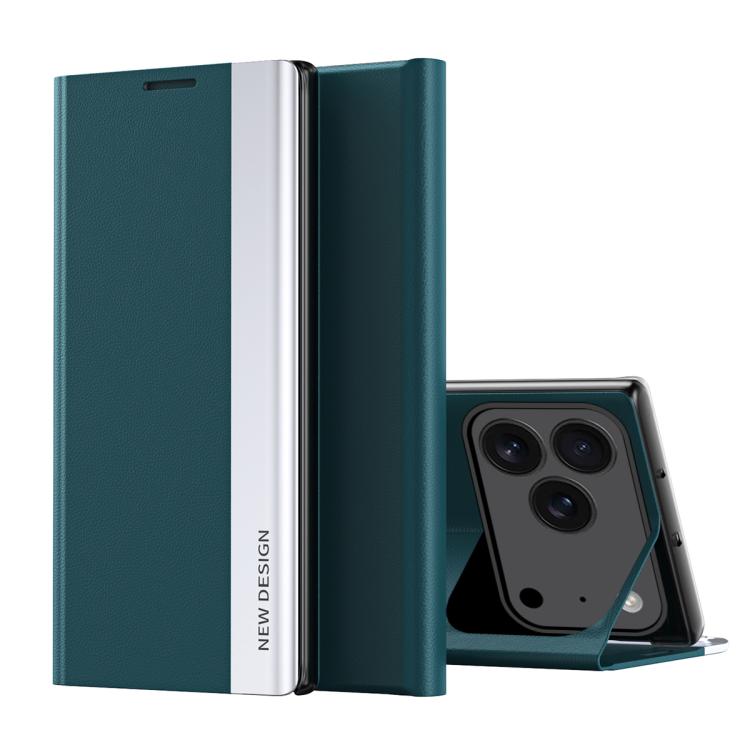 For iPhone 17 Pro Side Electroplated Adsorption Leather Phone Case(Green)