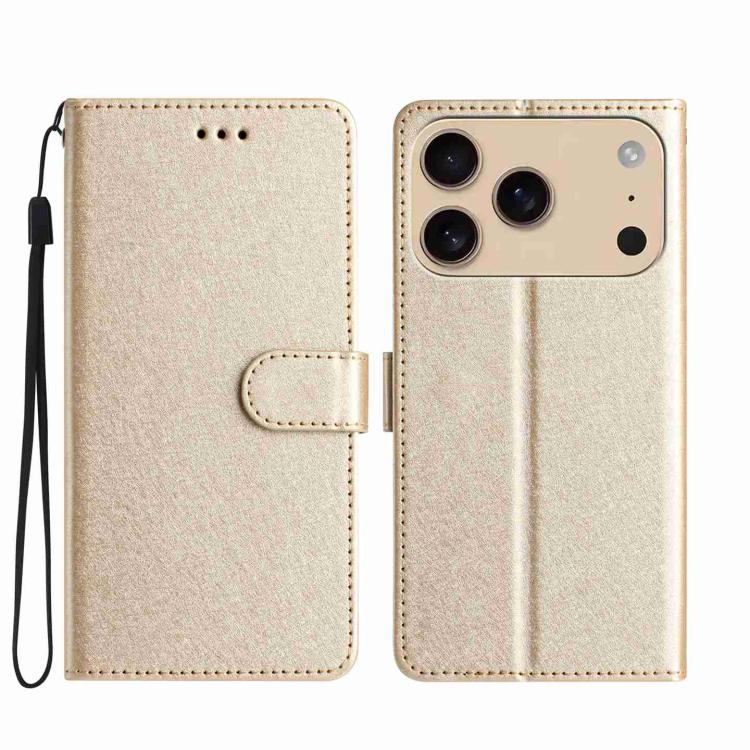 For iPhone 17 Pro Silk Texture Horizontal Flip Leather Phone Case(Gold)
