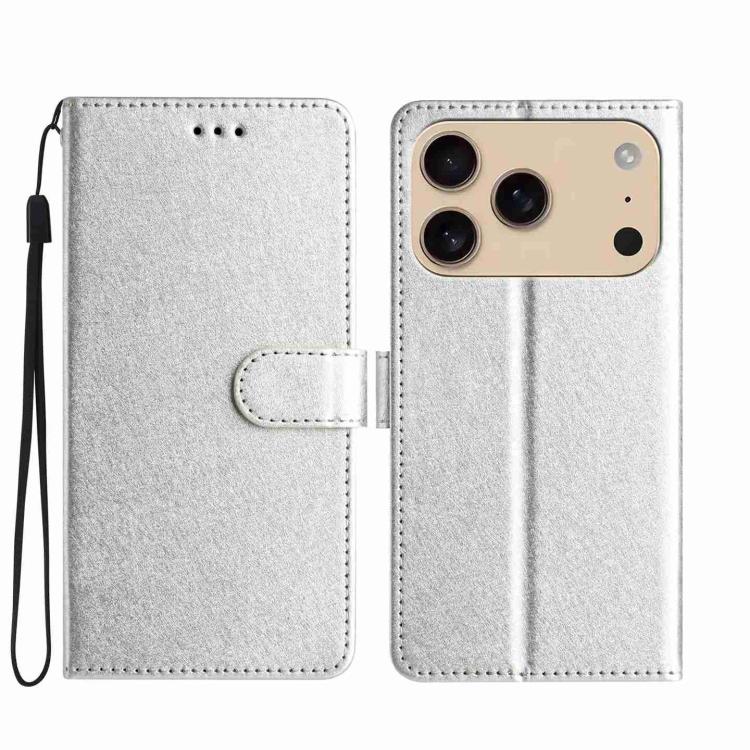 For iPhone 17 Pro Silk Texture Horizontal Flip Leather Phone Case(Silver)