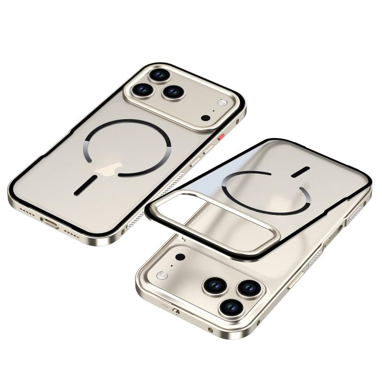 For iPhone 17 Pro Single-sided Snap Buckle Metal Frame Frosted MagSafe Phone Case(Titanium)