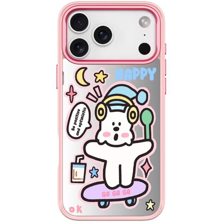 For iPhone 17 Pro Skateboarding Dog Pattern Magnetic Phone Case(Pink)