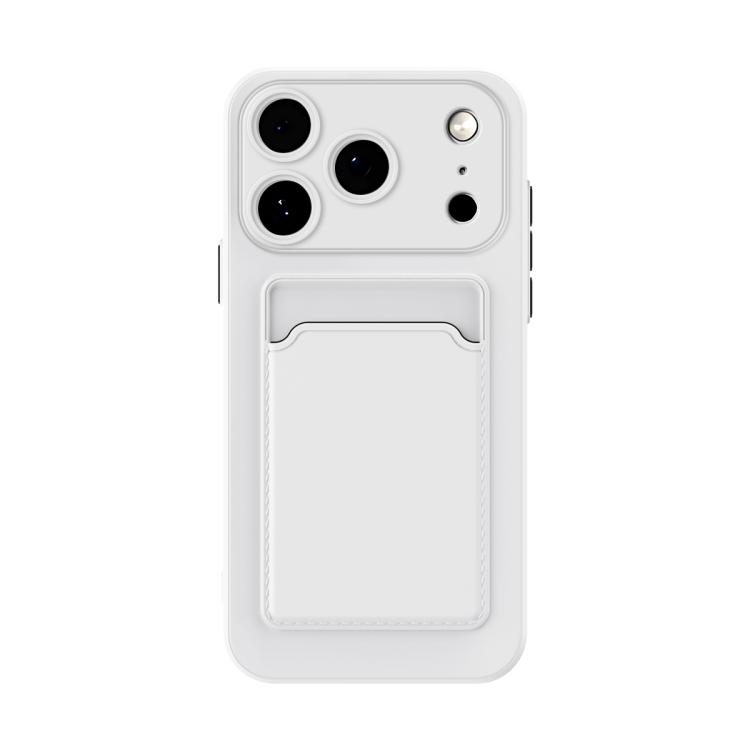 For iPhone 17 Pro Skin Feel Card Contrast Color Button TPU Phone Case(White)