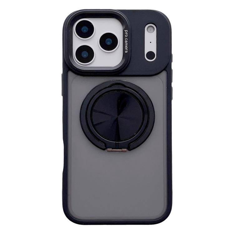 For iPhone 17 Pro Skin Feel Frosted 360 Degree Rotation Magnetic Holder MagSafe Phone Case(Black)
