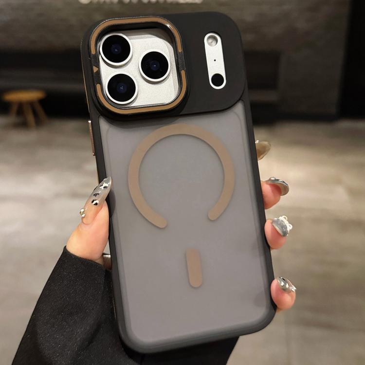 For iPhone 17 Pro Skin Feel Frosted Metal Lens Holder MagSafe Magnetic Phone Case(Desert Gold)