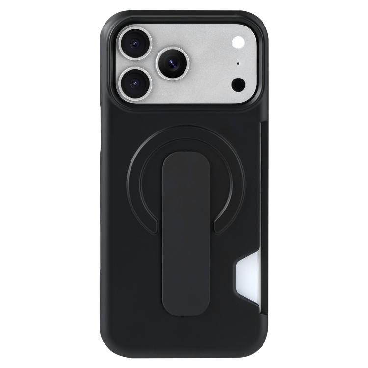 For iPhone 17 Pro Skin Feel Holder Card Slot Magnetic Phone Case(Black)