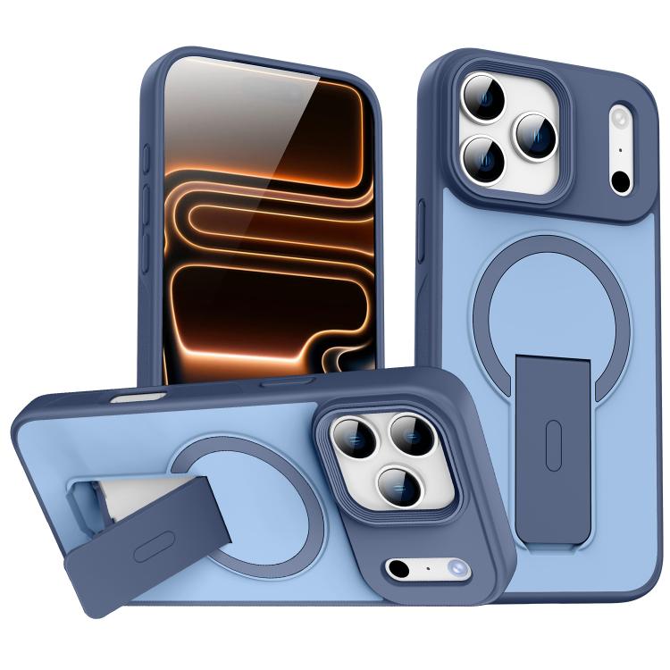For iPhone 17 Pro Skin Feel Invisible Kickstand MagSafe Phone Case(Blue)