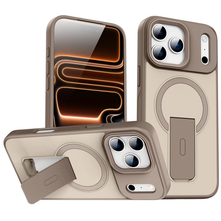 For iPhone 17 Pro Skin Feel Invisible Kickstand MagSafe Phone Case(Desert Gold)