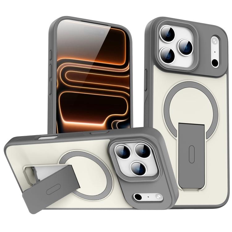 For iPhone 17 Pro Skin Feel Invisible Kickstand MagSafe Phone Case(Titanium Gray)