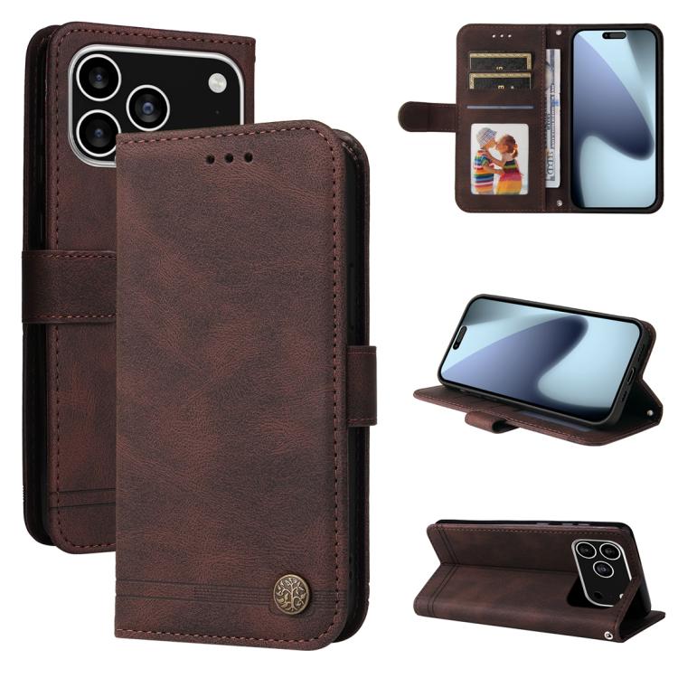 For iPhone 17 Pro Skin Feel Life Tree Leather Phone Case(Brown)