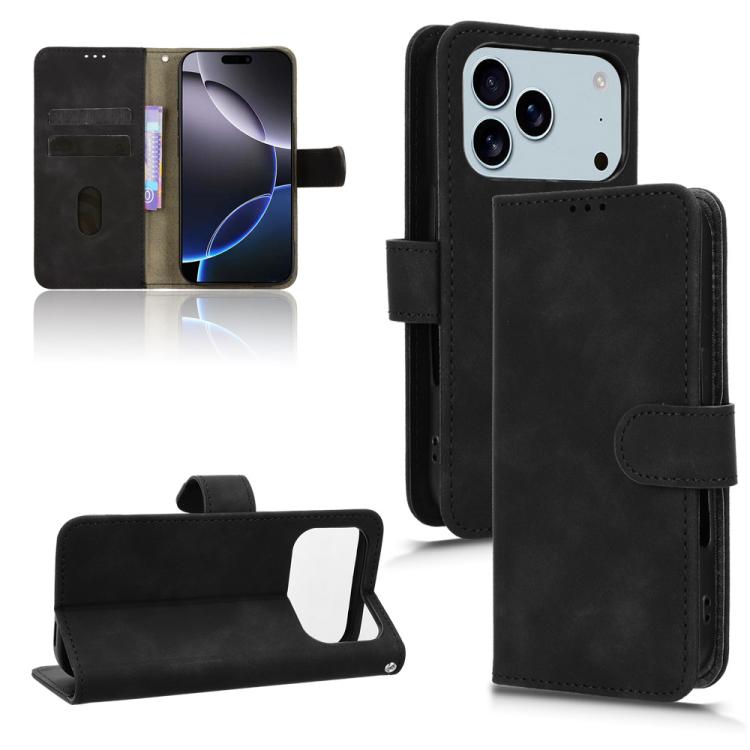 For iPhone 17 Pro Skin Feel Magnetic Flip Leather Phone Case(Black)