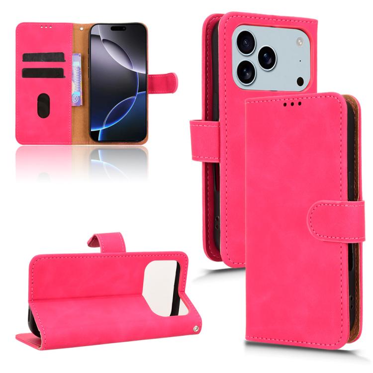 For iPhone 17 Pro Skin Feel Magnetic Flip Leather Phone Case(Rose Red)