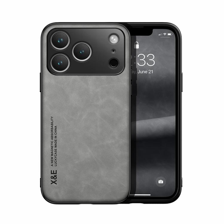 For iPhone 17 Pro Skin Feel Magnetic Leather Back Phone Case(Light Grey)