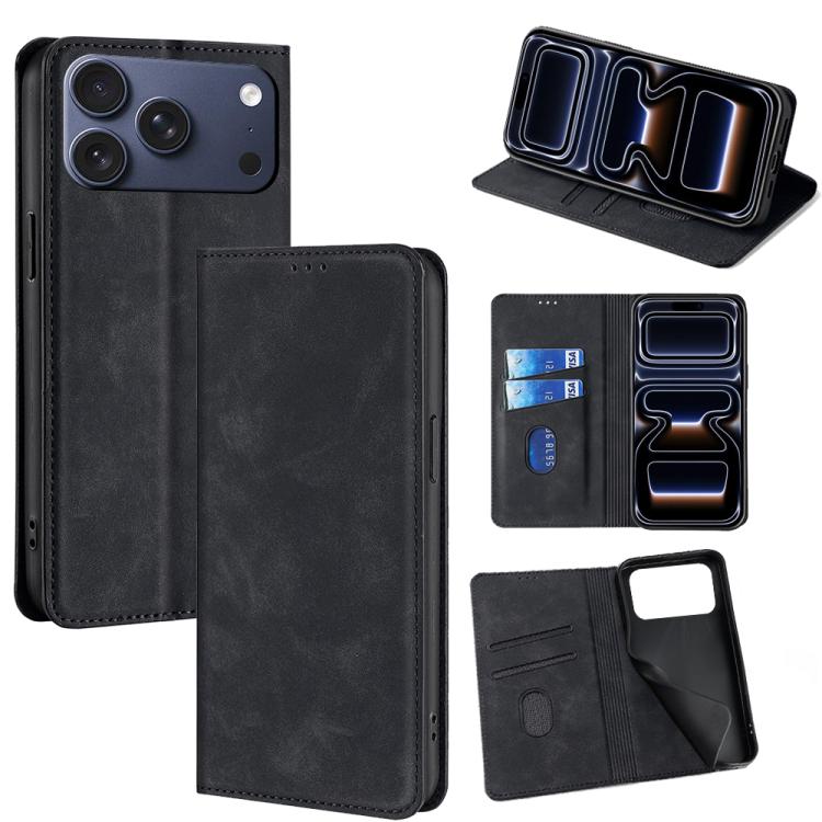 For iPhone 17 Pro Skin Feel Magnetic Leather Phone Case(Black)
