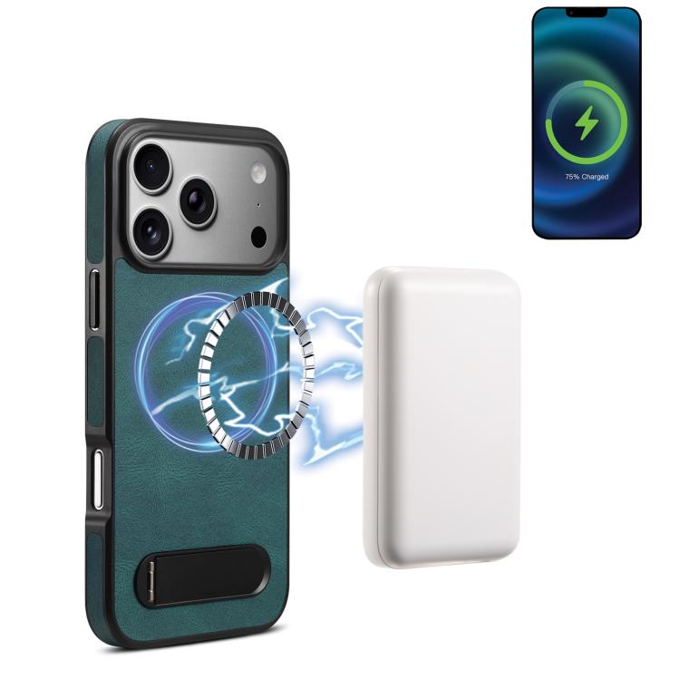 For iPhone 17 Pro Skin-feel MagSafe Phone Case with Holder(Blue)