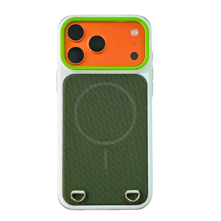For iPhone 17 Pro Skin Feel PC + Technology Cloth Magnetic Phone Case(White Green)