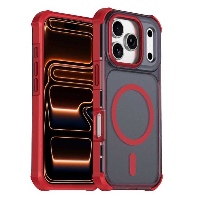 For iPhone 17 Pro Skin Feel Semi-transparent Frosted Magnetic Four-Corner Shockproof Phone Case(Red)