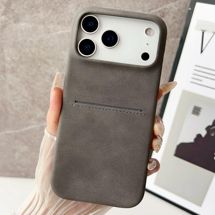 For iPhone 17 Pro Skin Feel Sheepskin Card Slot Phone Case(Grey)