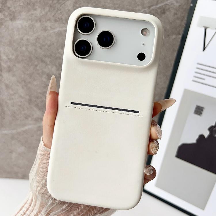 For iPhone 17 Pro Skin Feel Sheepskin Card Slot Phone Case(White)