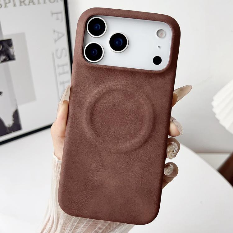 For iPhone 17 Pro Skin Feel Sheepskin MagSafe Magnetic Phone Case(Brown)