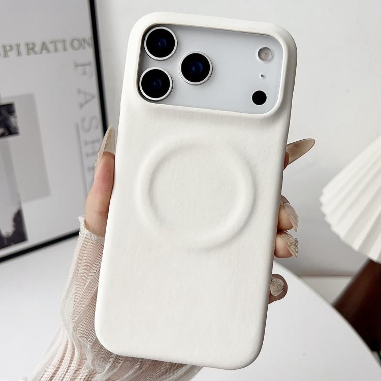 For iPhone 17 Pro Skin Feel Sheepskin MagSafe Magnetic Phone Case(White)