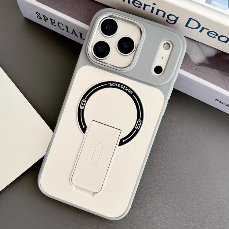 For iPhone 17 Pro Skin-Feel TPU Hybrid PC Magnetic Phone Case with Kickstand(Grey)