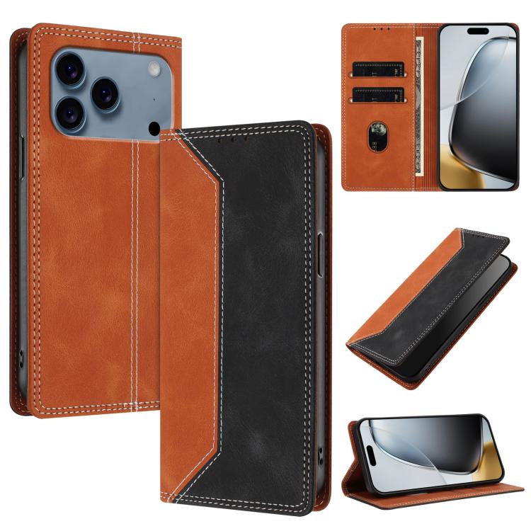 For iPhone 17 Pro Skin Feel Two-tone RFID Blocking Vegan Leather Phone Case(Black)