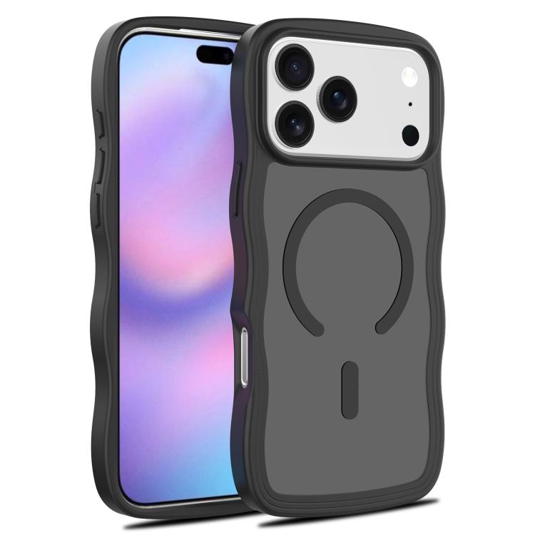 For iPhone 17 Pro Skin Feel Wave Texture MagSafe Phone Case(Black)