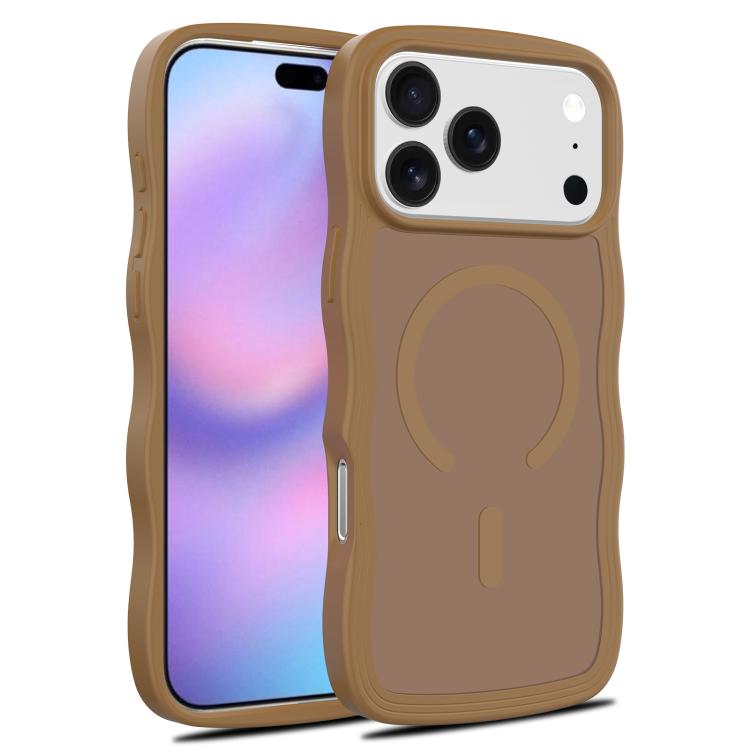For iPhone 17 Pro Skin Feel Wave Texture MagSafe Phone Case(Brown)