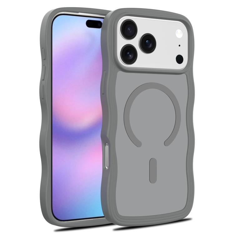 For iPhone 17 Pro Skin Feel Wave Texture MagSafe Phone Case(Grey)