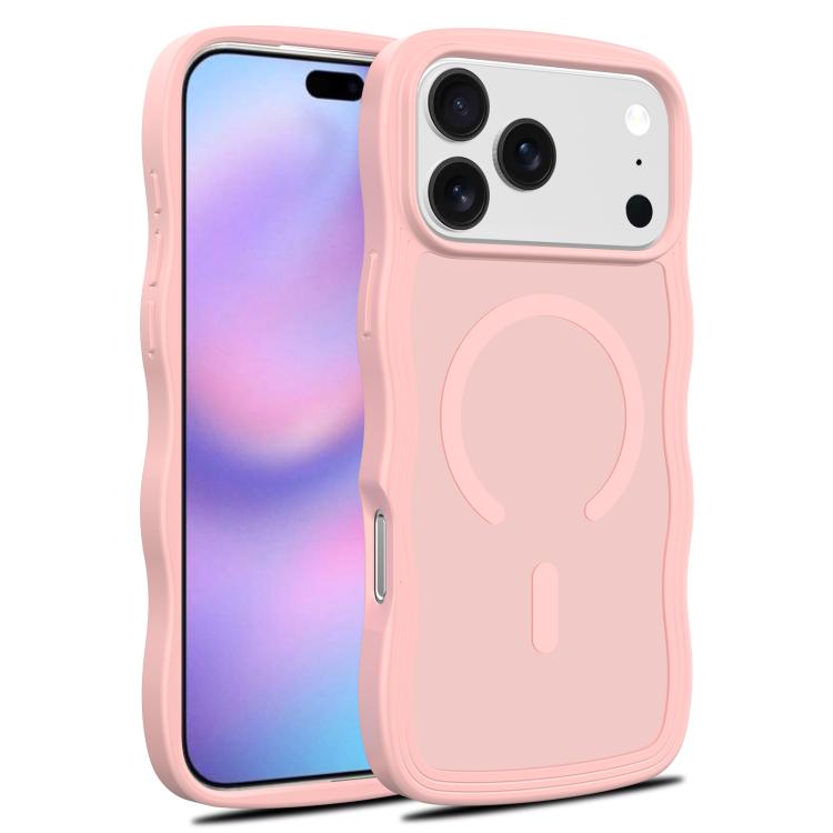 For iPhone 17 Pro Skin Feel Wave Texture MagSafe Phone Case(Pink)