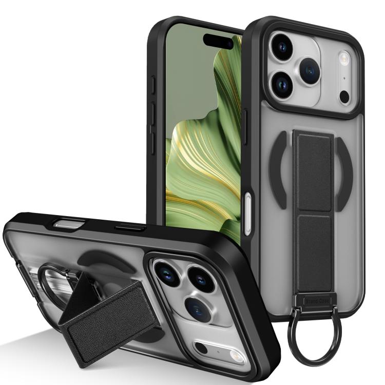 For iPhone 17 Pro Skin-Friendly D-Ring Holder Magnetic Shockproof Phone Case(Black)