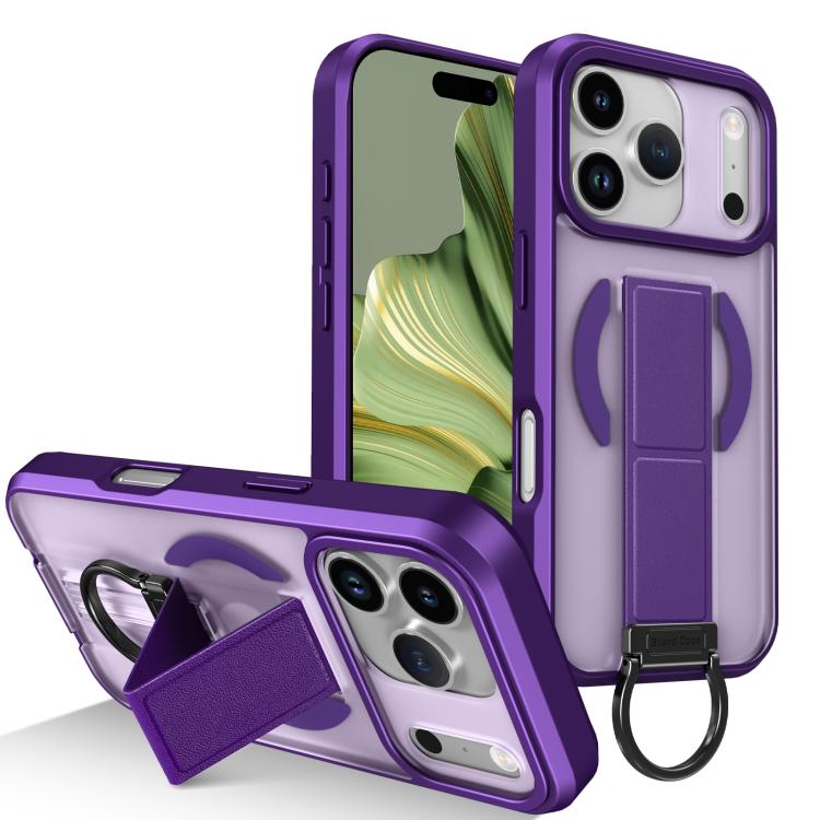 For iPhone 17 Pro Skin-Friendly D-Ring Holder Magnetic Shockproof Phone Case(Purple)