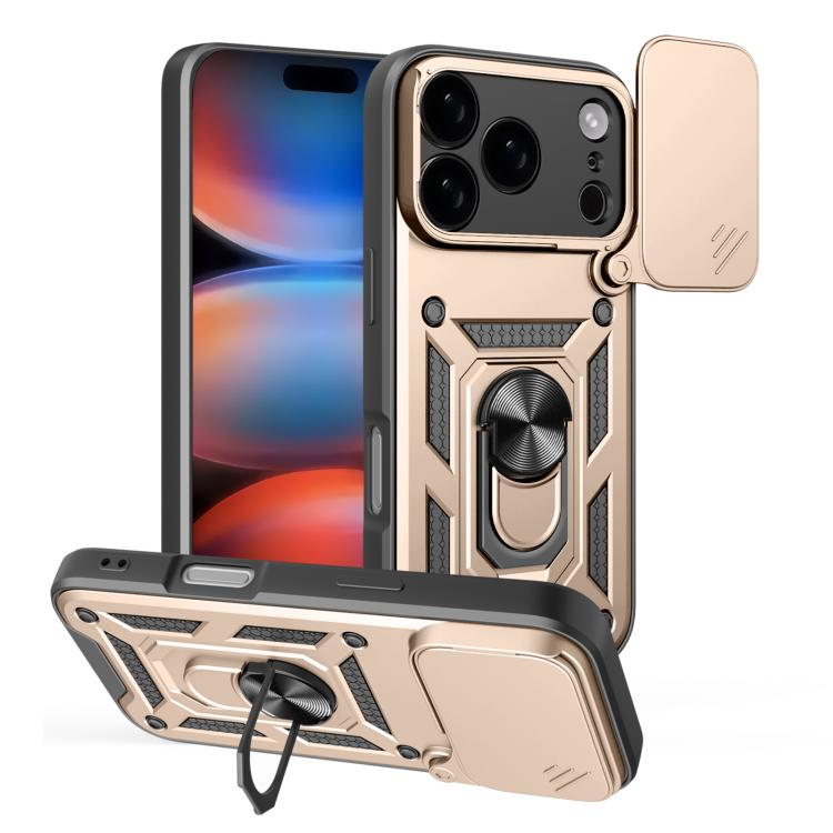 For iPhone 17 Pro Sliding Camera Cover Design TPU+PC Phone Case(Gold)