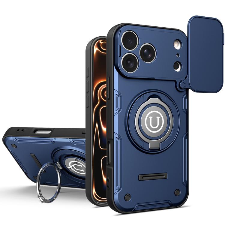For iPhone 17 Pro Sliding Camshield Holder Magnetic Phone Case(Royal Blue)