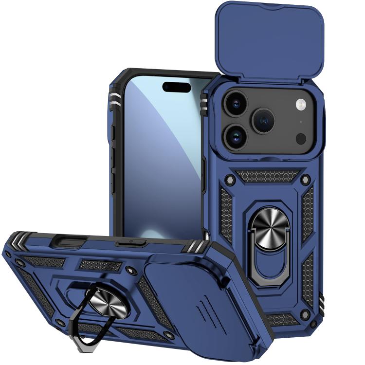 For iPhone 17 Pro Sliding Camshield Holder Phone Case(Blue)