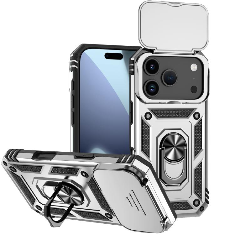 For iPhone 17 Pro Sliding Camshield Holder Phone Case(Silver)