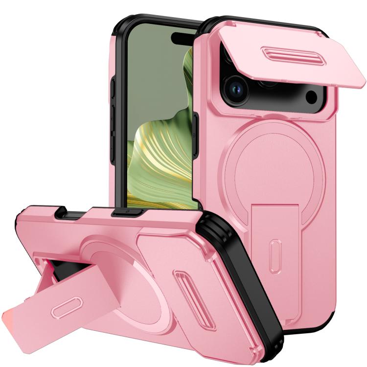 For iPhone 17 Pro Sliding Camshield MagSafe Holder Phone Case(Pink)