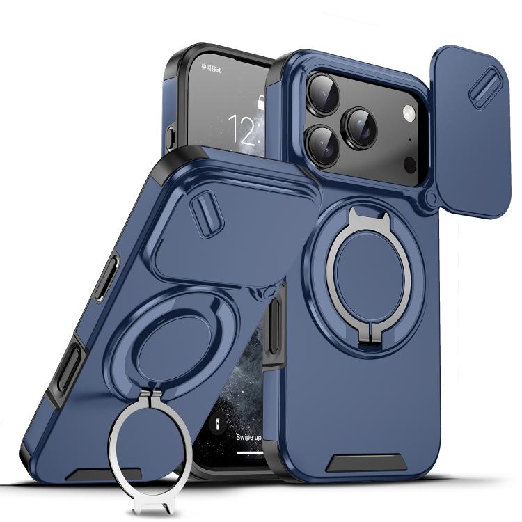 For iPhone 17 Pro Sliding Camshield Ring Holder Phone Case(Blue)