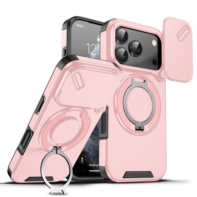 For iPhone 17 Pro Sliding Camshield Ring Holder Phone Case(Pink)