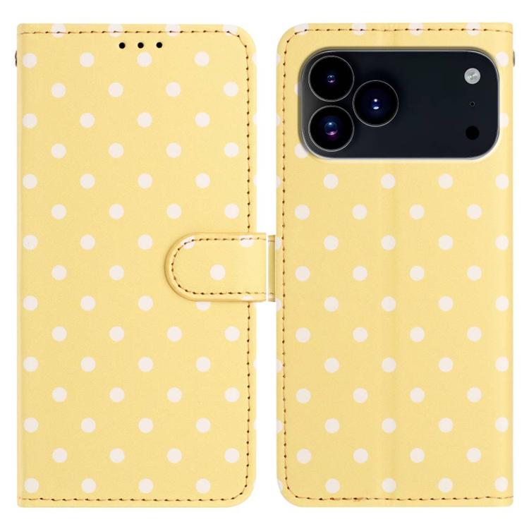 For iPhone 17 Pro Small Dots Pattern Vegan Leather Phone Case(Yellow)