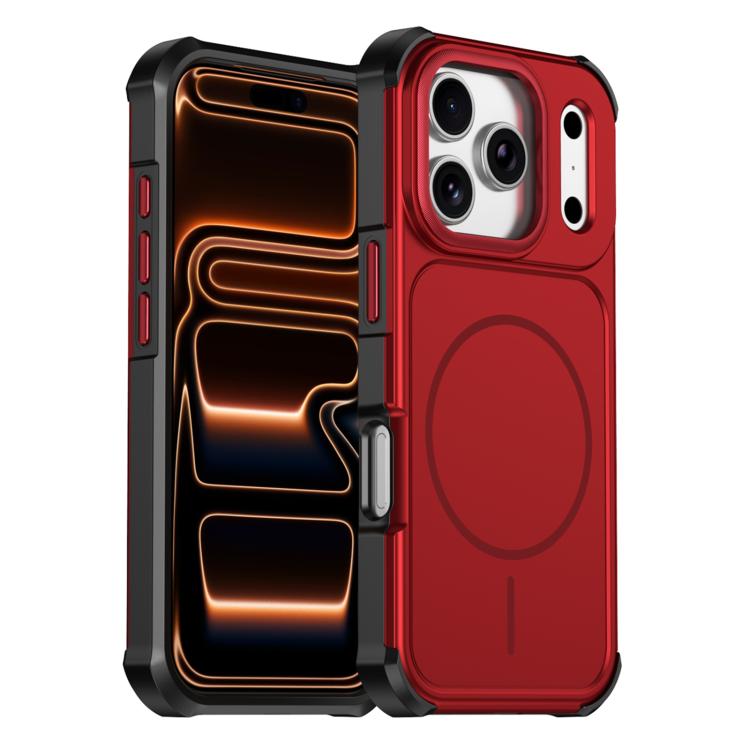 For iPhone 17 Pro Solid Color 2 in 1 Magnetic Airbag Shockproof Phone Case(Red)