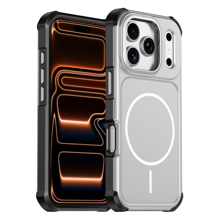 For iPhone 17 Pro Solid Color 2 in 1 Magnetic Airbag Shockproof Phone Case(Silver)
