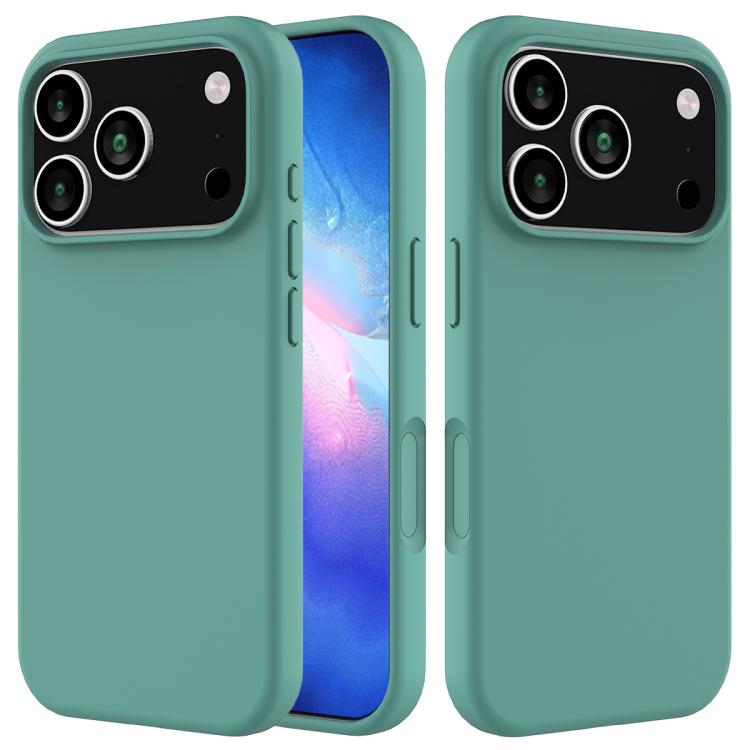 For iPhone 17 Pro Solid Color Silicone Phone Case(Pine Needle Green)