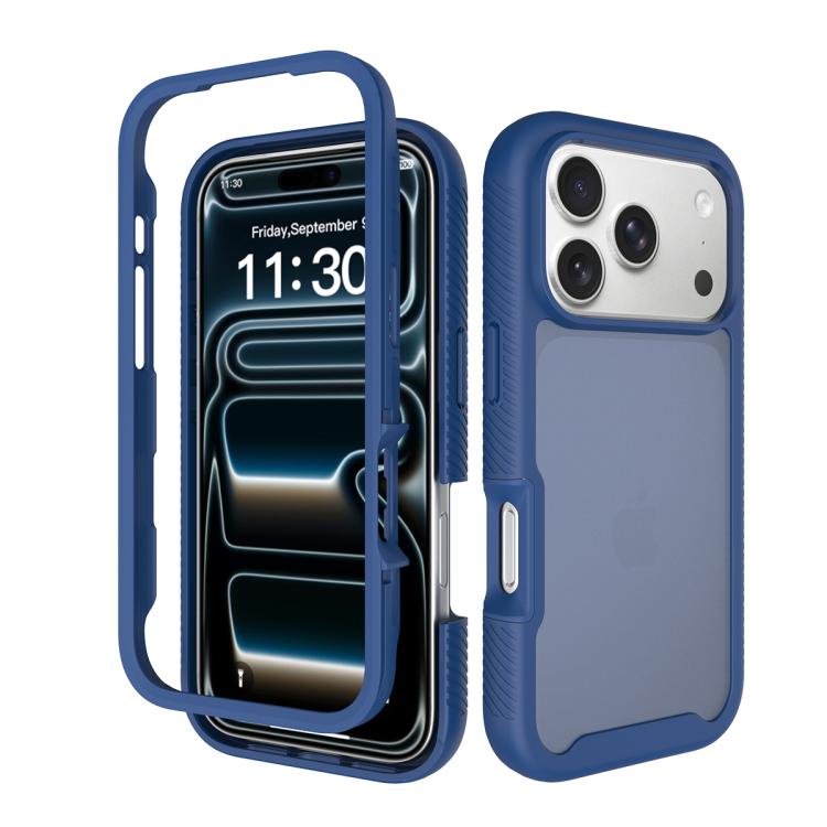 For iPhone 17 Pro Starry Sky Matte Two-Tone Shockproof TPU Hybrid PC Phone Case(Blue)