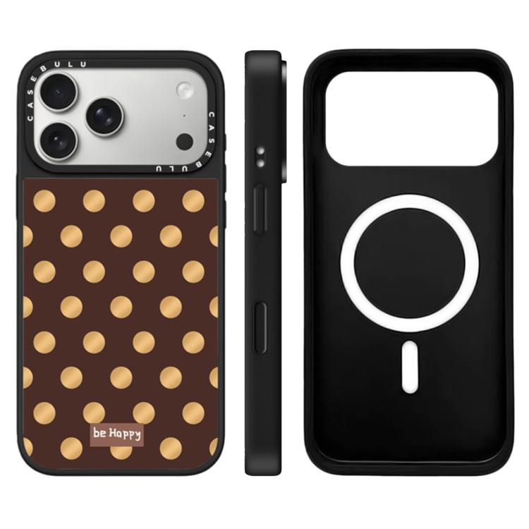 For iPhone 17 Pro Stars Leopard Series Pattern Camera Control Button Mirror Magnetic Phone Case(Brown Dots)