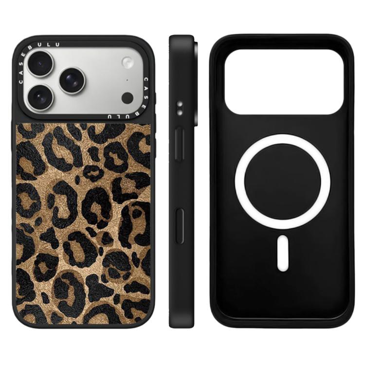 For iPhone 17 Pro Stars Leopard Series Pattern Camera Control Button Mirror Magnetic Phone Case(Brown Leopard)