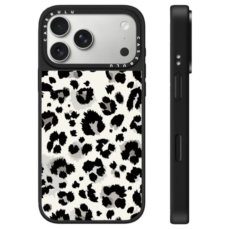 For iPhone 17 Pro Stars Leopard Series Pattern Camera Control Button Mirror Phone Case(Black White Leopard)